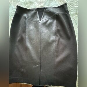 Black faux leather panel front skirt